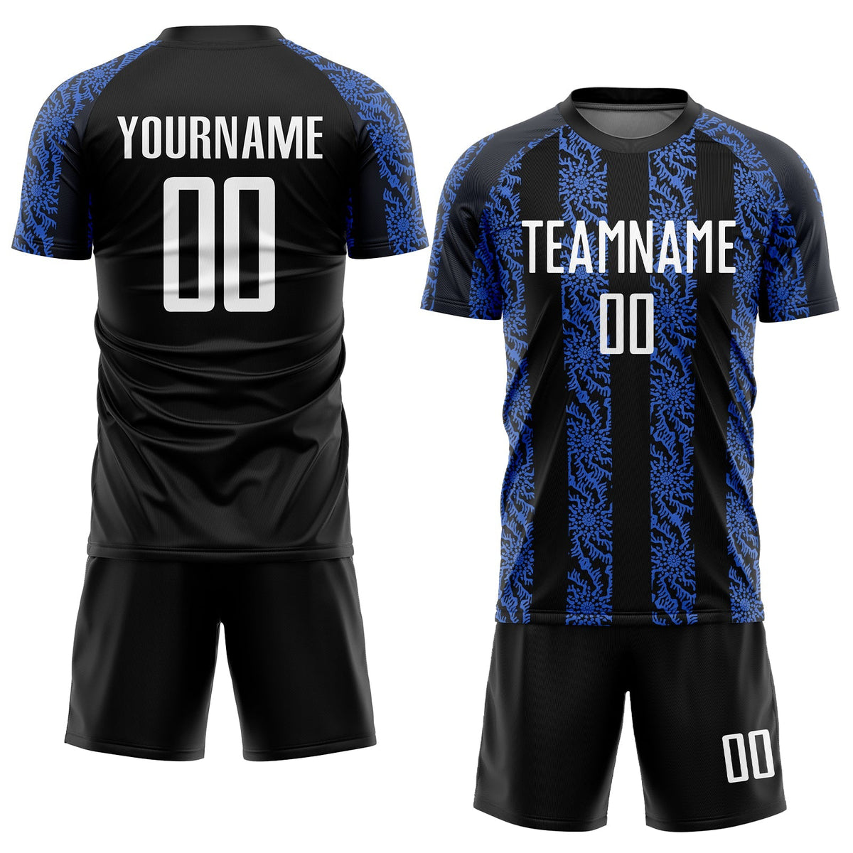Custom Soccer Jersey - Black White-Royal Sublimation Uniform - Style Soccer0064