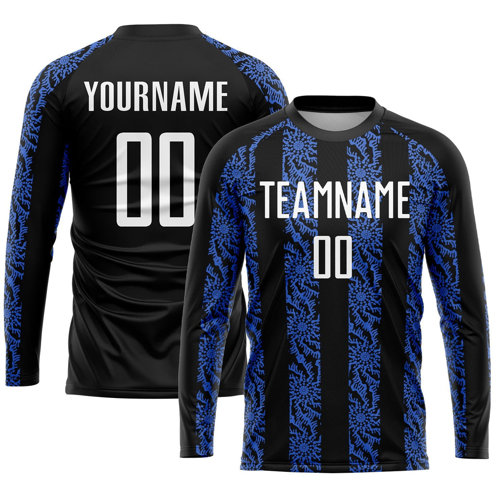 Custom Soccer Jersey - Black White-Royal Sublimation Uniform - Style Soccer0064