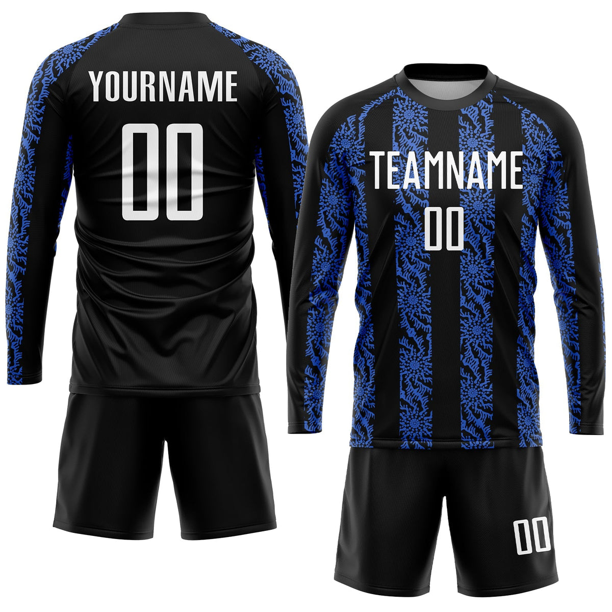 Custom Soccer Jersey - Black White-Royal Sublimation Uniform - Style Soccer0064