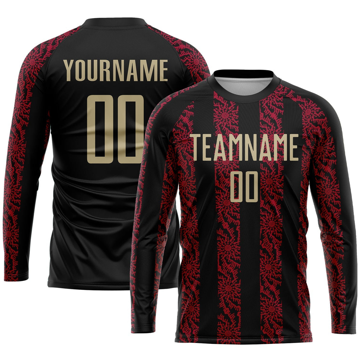 Custom Soccer Jersey - Black Vegas Gold-Red Sublimation Uniform
