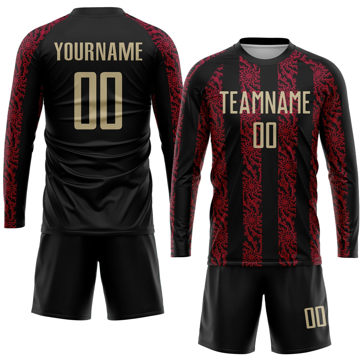 Custom Soccer Jersey - Black Vegas Gold-Red Sublimation Uniform