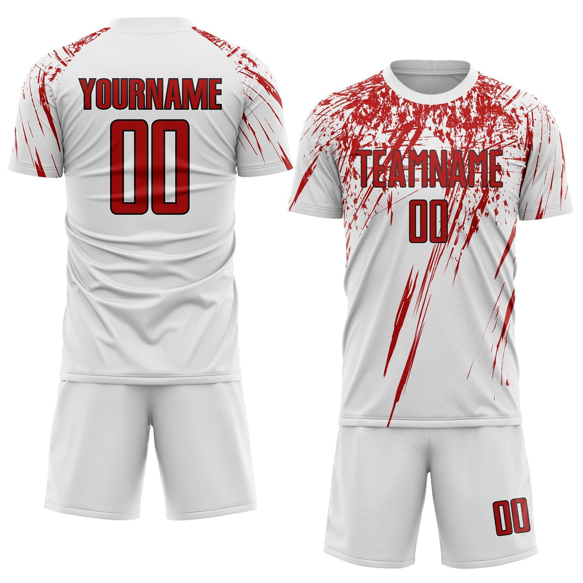 Custom Soccer Jersey - White Red-Black Sublimation Uniform