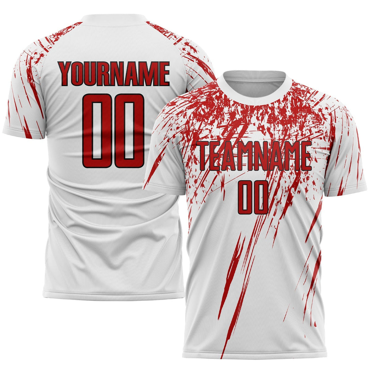 Custom Soccer Jersey - White Red-Black Sublimation Uniform