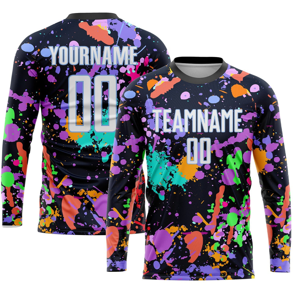 Custom Soccer Jersey - Graffiti Pattern White-Light Blue Sublimation Uniform - Style Soccer0079