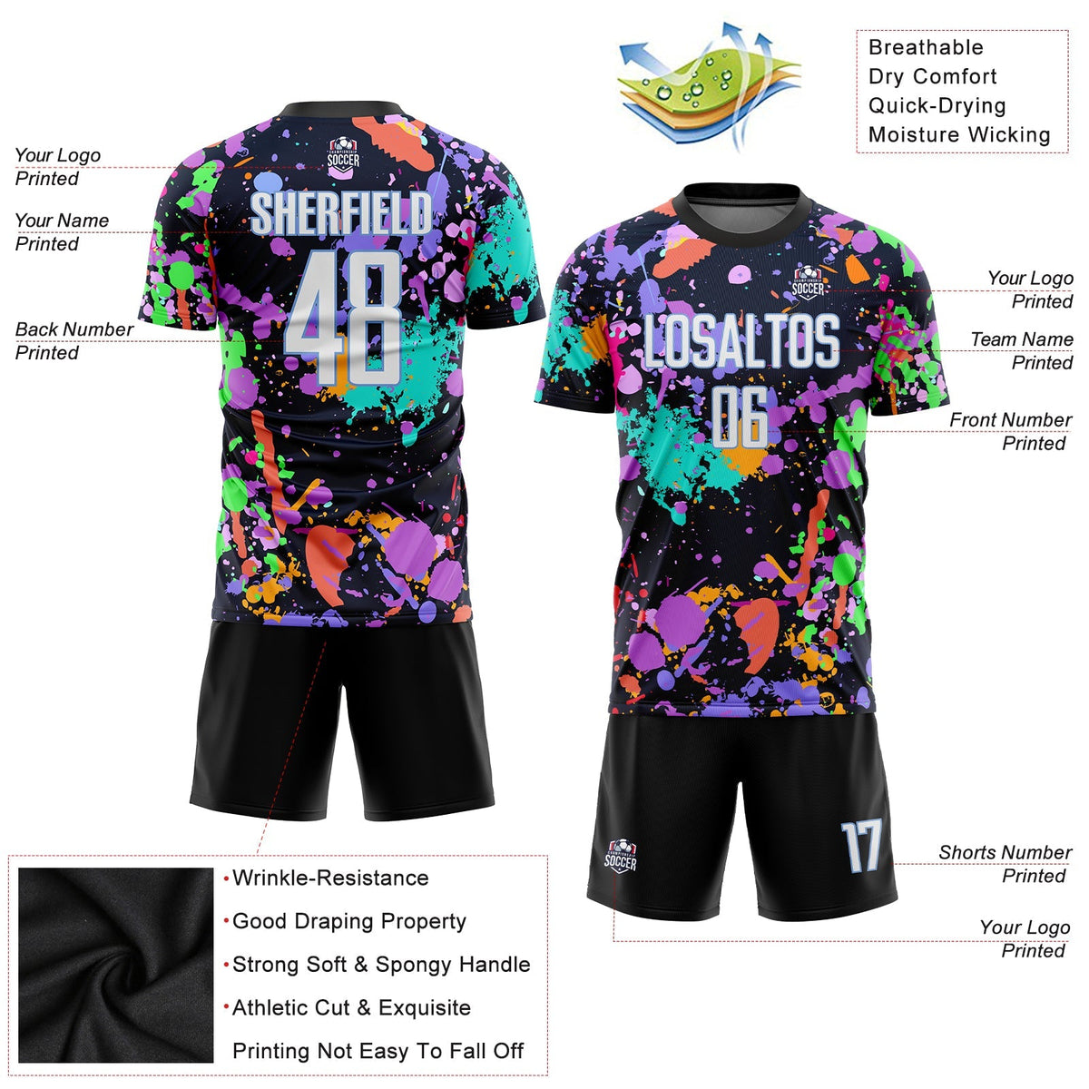 Custom Soccer Jersey - Graffiti Pattern White-Light Blue Sublimation Uniform - Style Soccer0079