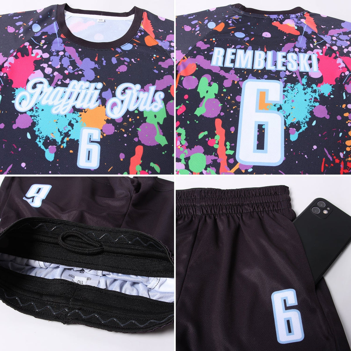 Custom Soccer Jersey - Graffiti Pattern White-Light Blue Sublimation Uniform - Style Soccer0079