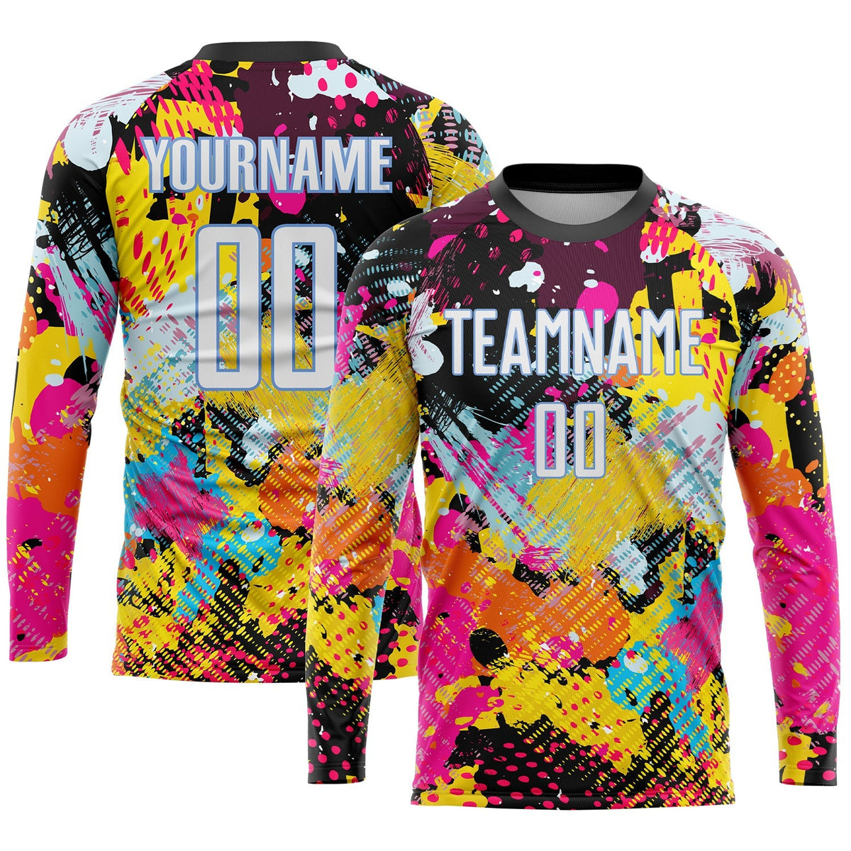 Custom Soccer Jersey - Graffiti Pattern White-Light Blue Sublimation Uniform - Style Soccer0080