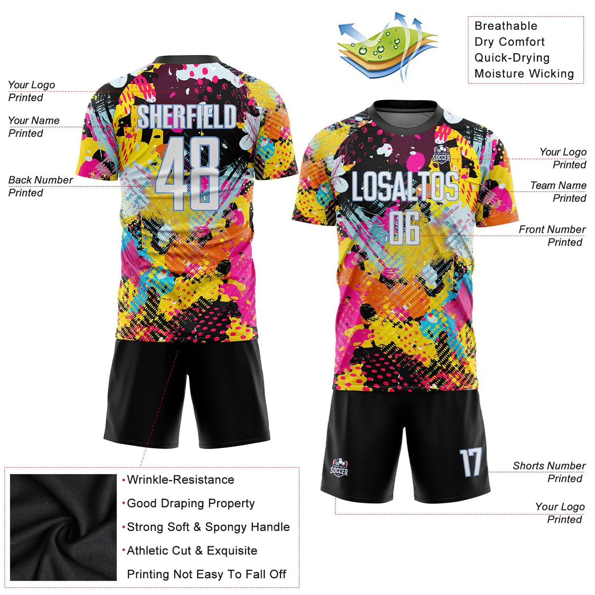 Custom Soccer Jersey - Graffiti Pattern White-Light Blue Sublimation Uniform - Style Soccer0080