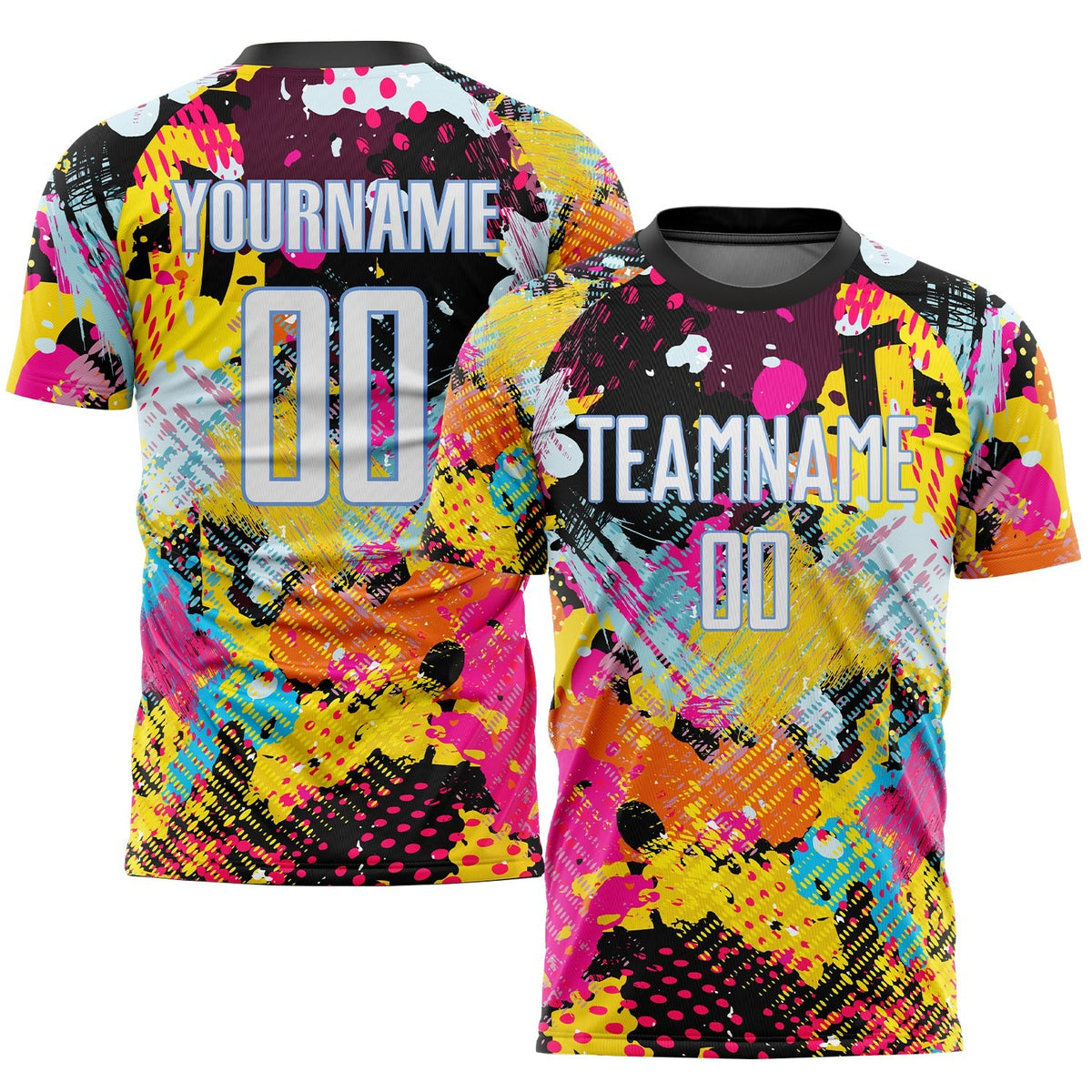 Custom Soccer Jersey - Graffiti Pattern White-Light Blue Sublimation Uniform - Style Soccer0080