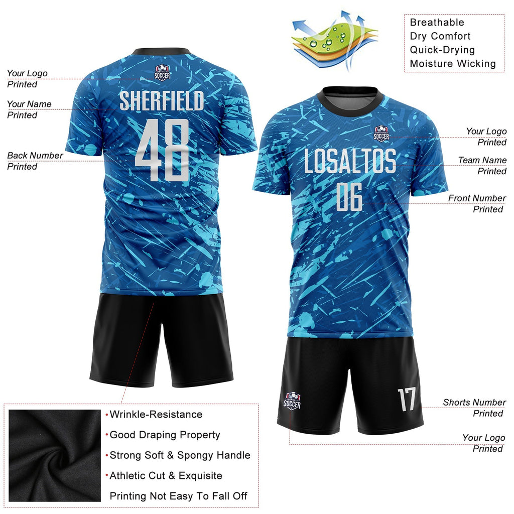 Custom Soccer Jersey - Royal White-Light Blue Sublimation Uniform