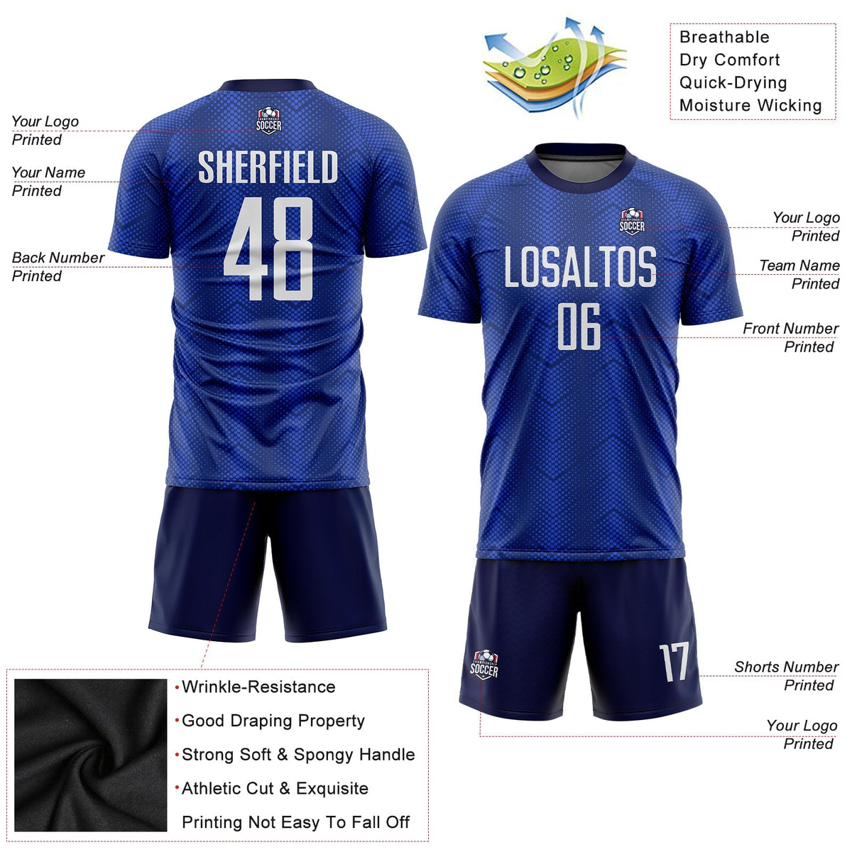 Custom Soccer Jersey - Royal White-Navy Sublimation Uniform - Style Soccer0084
