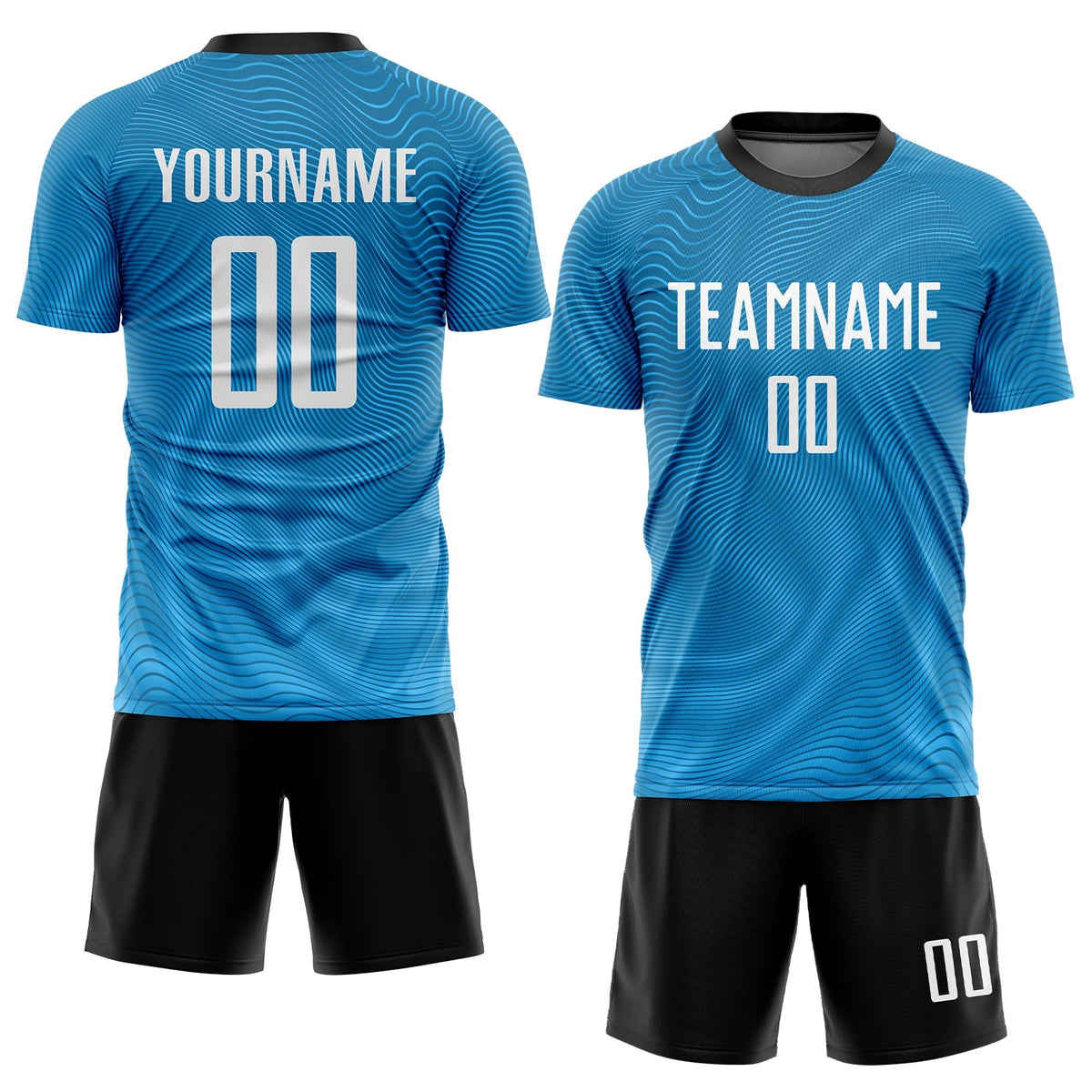 Custom Soccer Jersey - Light Blue White-Black Sublimation Uniform - Style Soccer0085