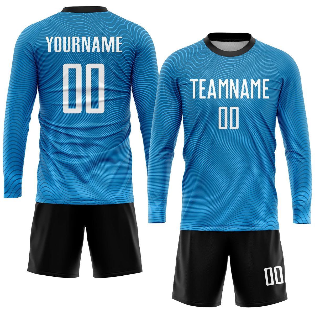 Custom Soccer Jersey - Light Blue White-Black Sublimation Uniform - Style Soccer0085