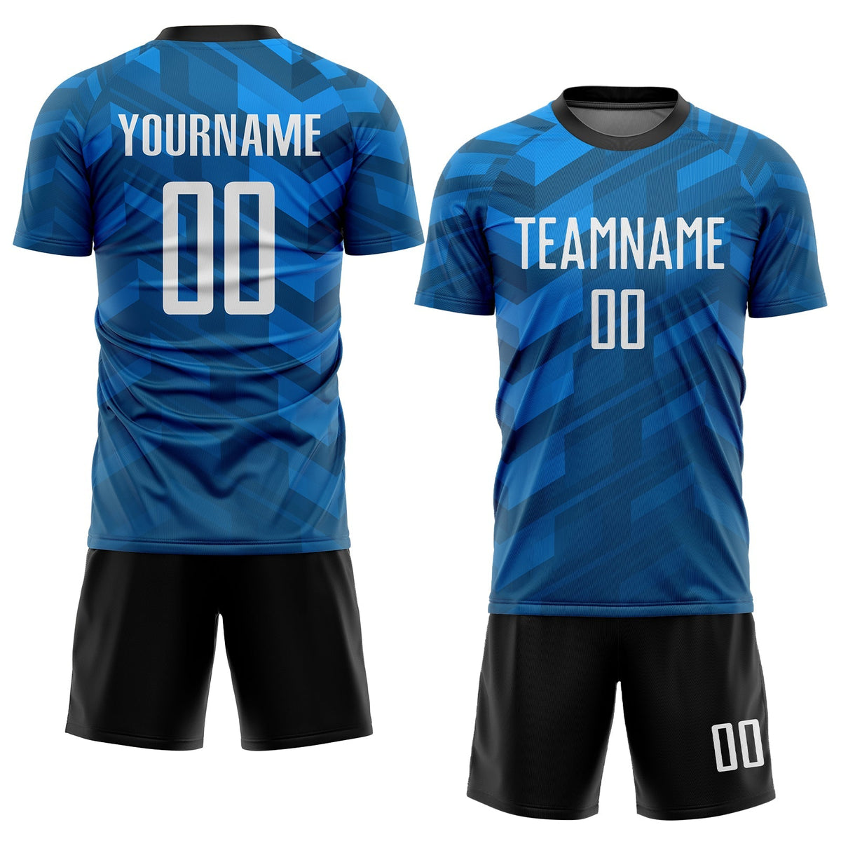 Custom Soccer Jersey - Light Blue White-Black Sublimation Uniform - Style Soccer0088