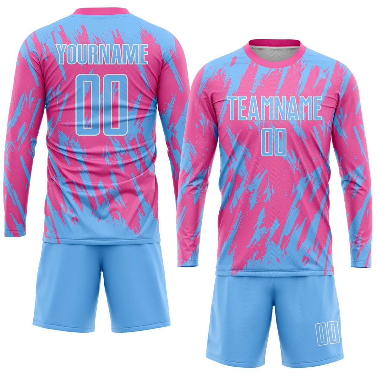 Custom Soccer Jersey - Pink Light Blue-White Sublimation Uniform