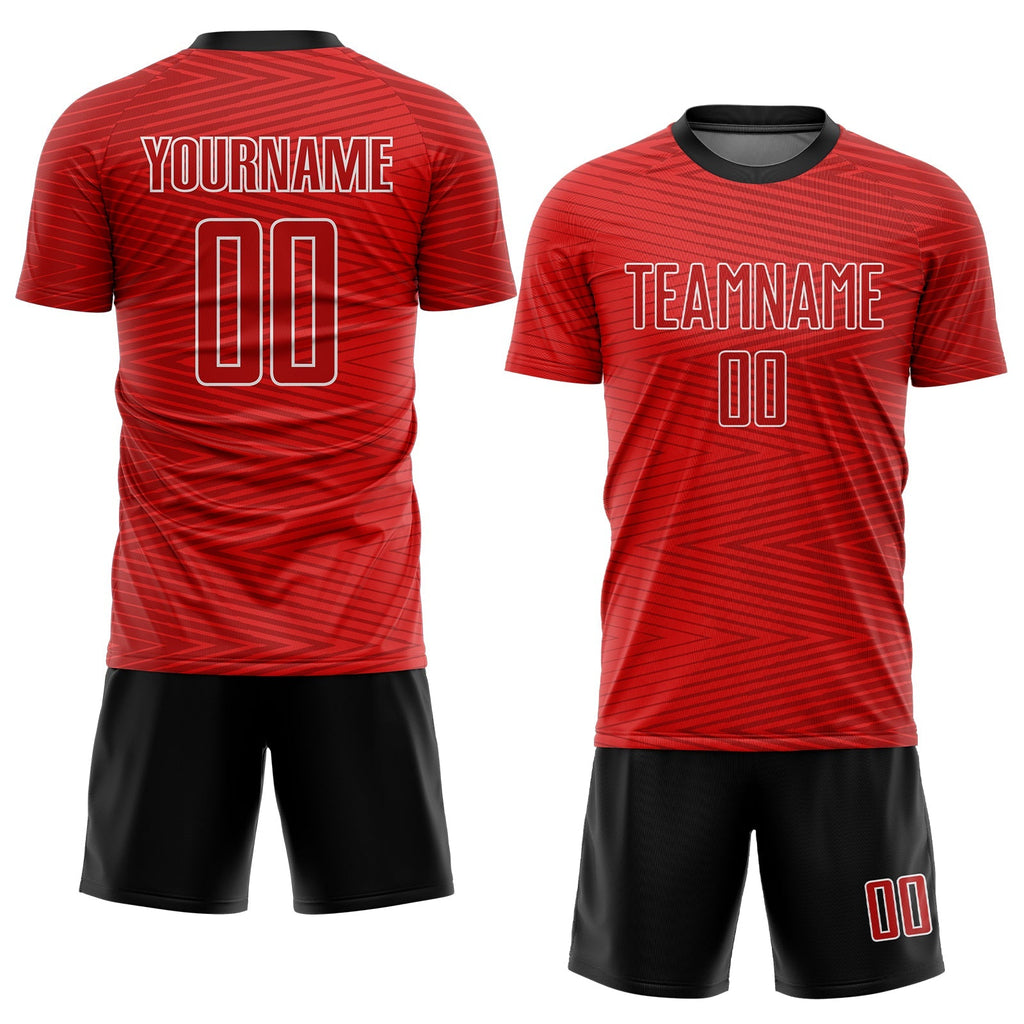 Custom Soccer Jersey - Red Red-Black Sublimation Uniform