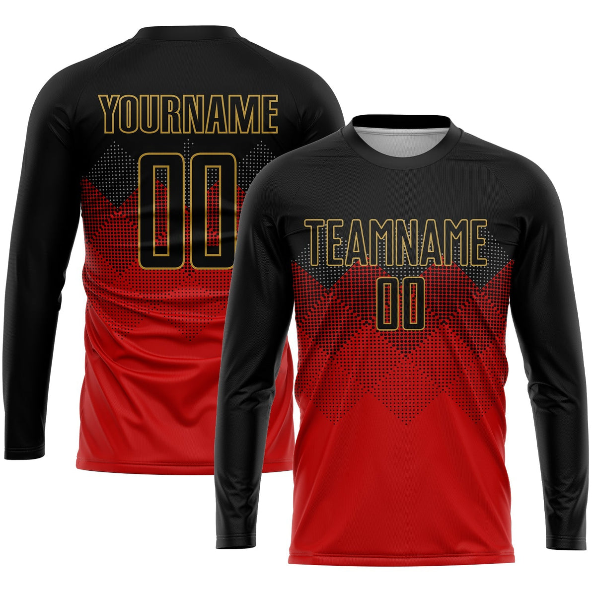 Custom Soccer Jersey - Red Black-Old Gold Sublimation Uniform - Style Soccer0109