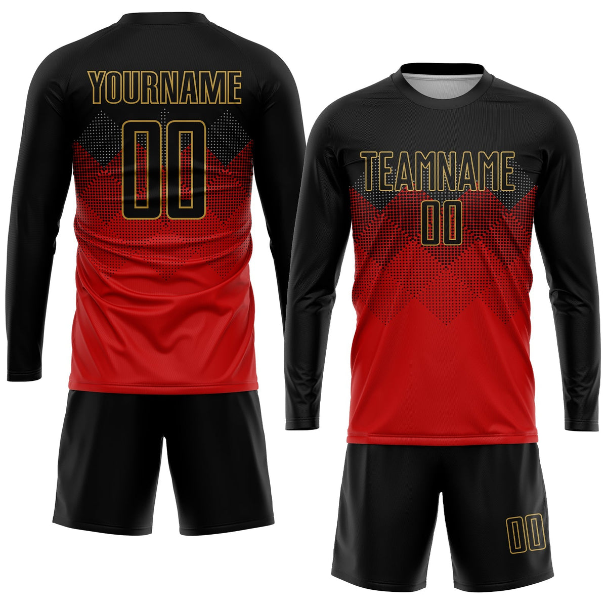Custom Soccer Jersey - Red Black-Old Gold Sublimation Uniform - Style Soccer0109