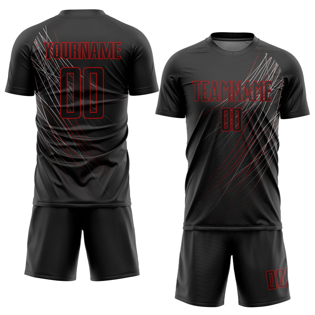 Custom Soccer Jersey - Black Black-Red Sublimation Uniform