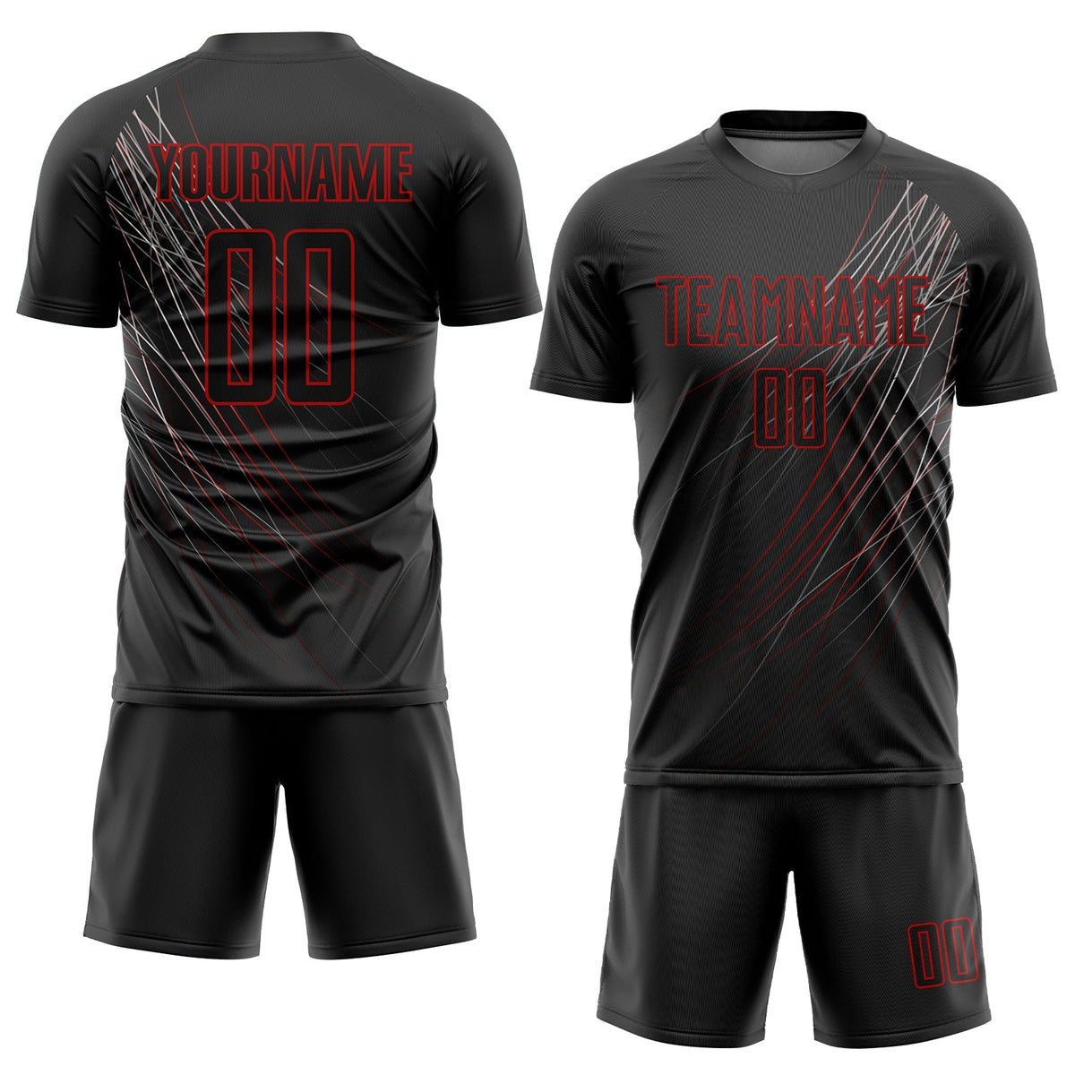 Custom Soccer Jersey - Black Black-Red Sublimation Uniform
