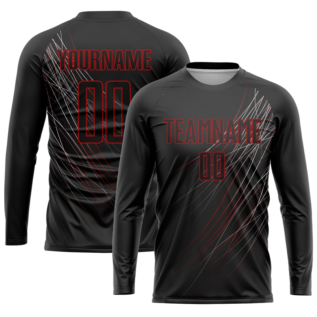 Custom Soccer Jersey - Black Black-Red Sublimation Uniform