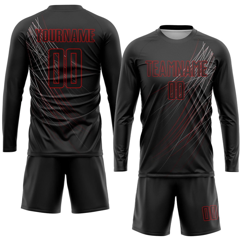 Custom Soccer Jersey - Black Black-Red Sublimation Uniform