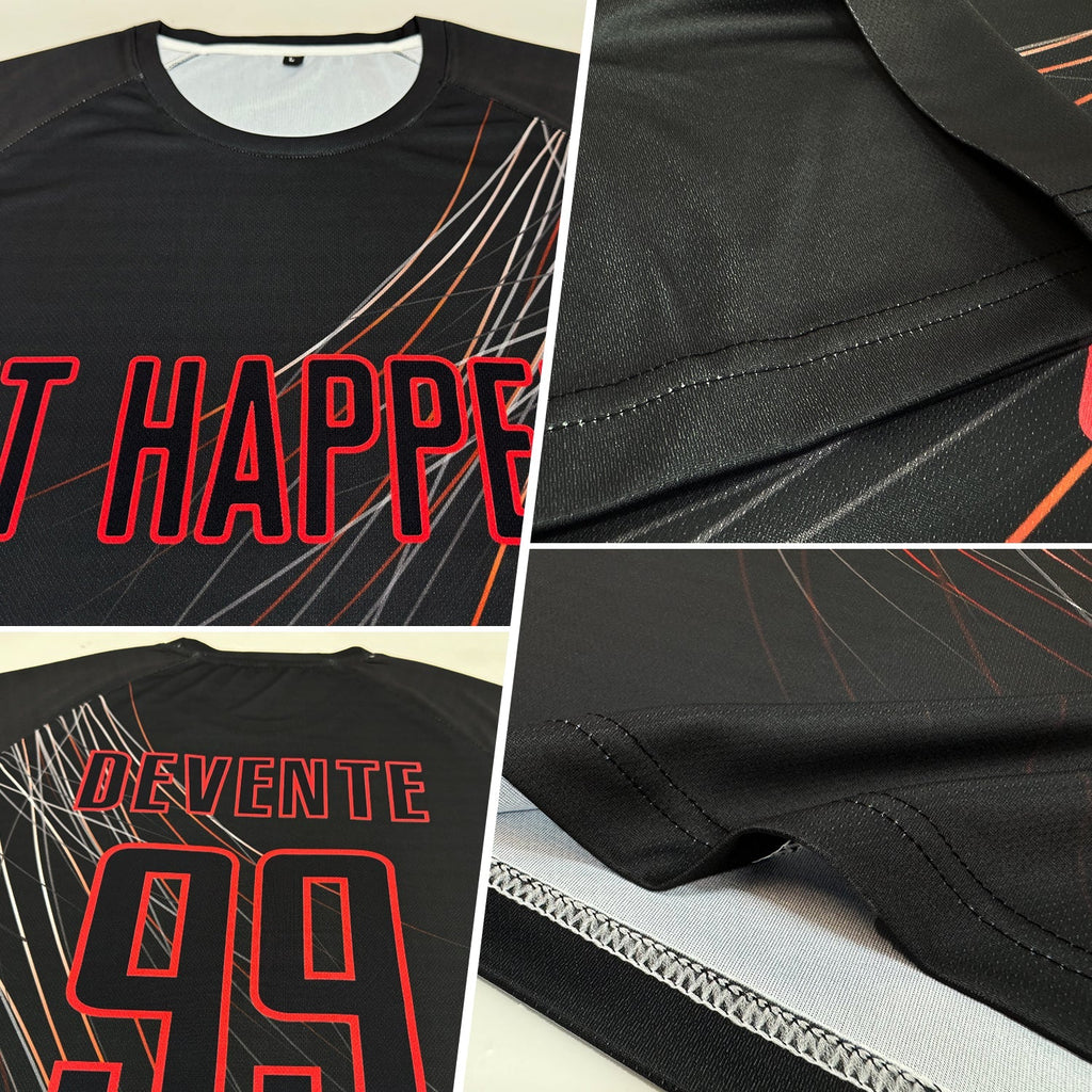 Custom Soccer Jersey - Black Black-Red Sublimation Uniform