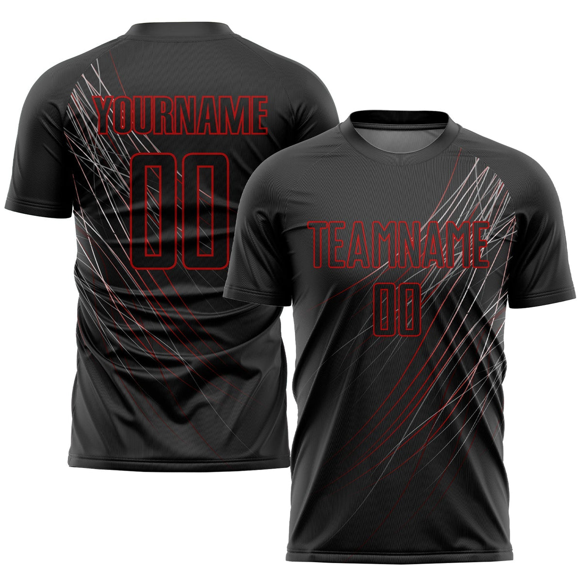 Custom Soccer Jersey - Black Black-Red Sublimation Uniform