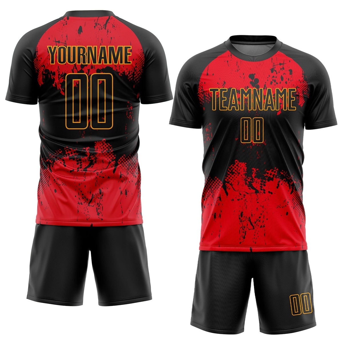 Custom Soccer Jersey - Black Red-Gold Sublimation Uniform