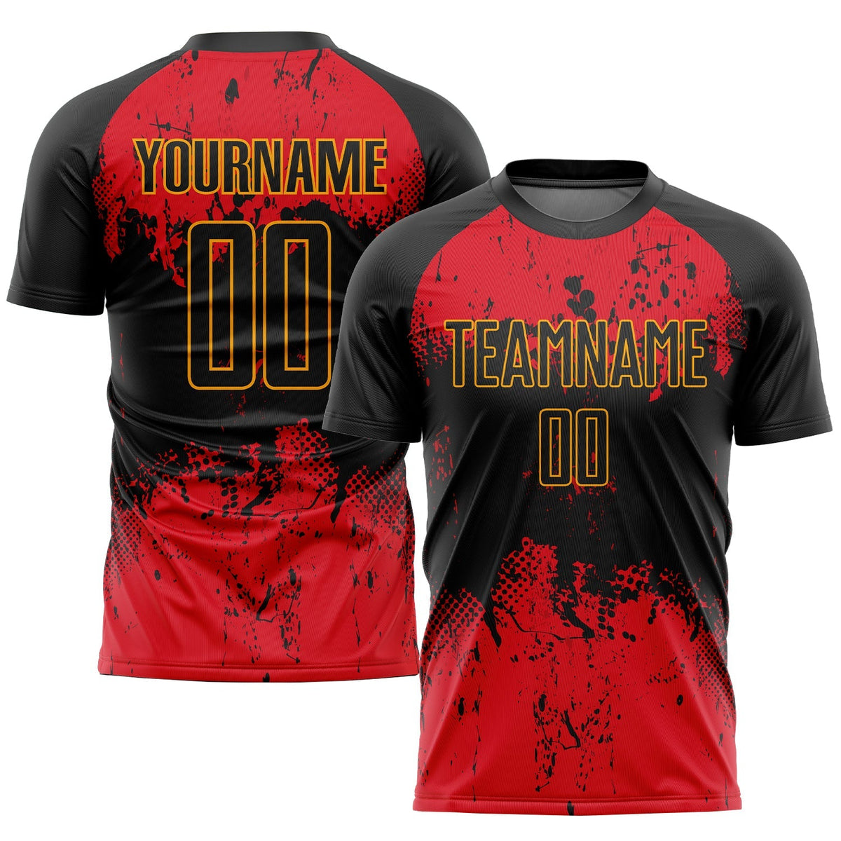 Custom Soccer Jersey - Black Red-Gold Sublimation Uniform