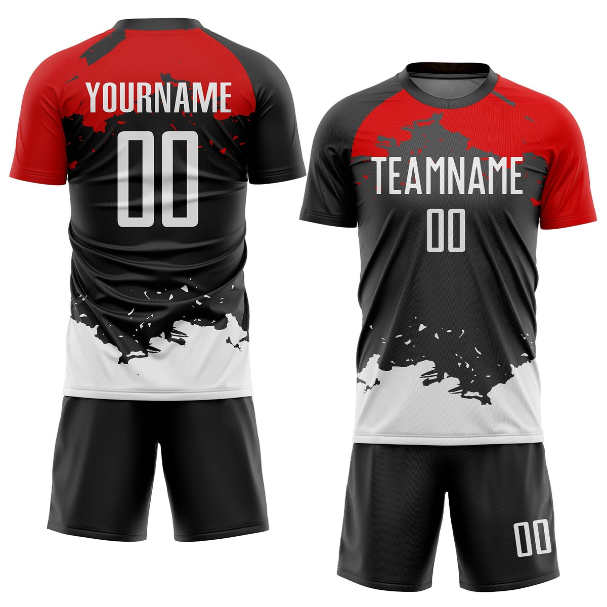 Custom Soccer Jersey - Black White-Red Sublimation Uniform