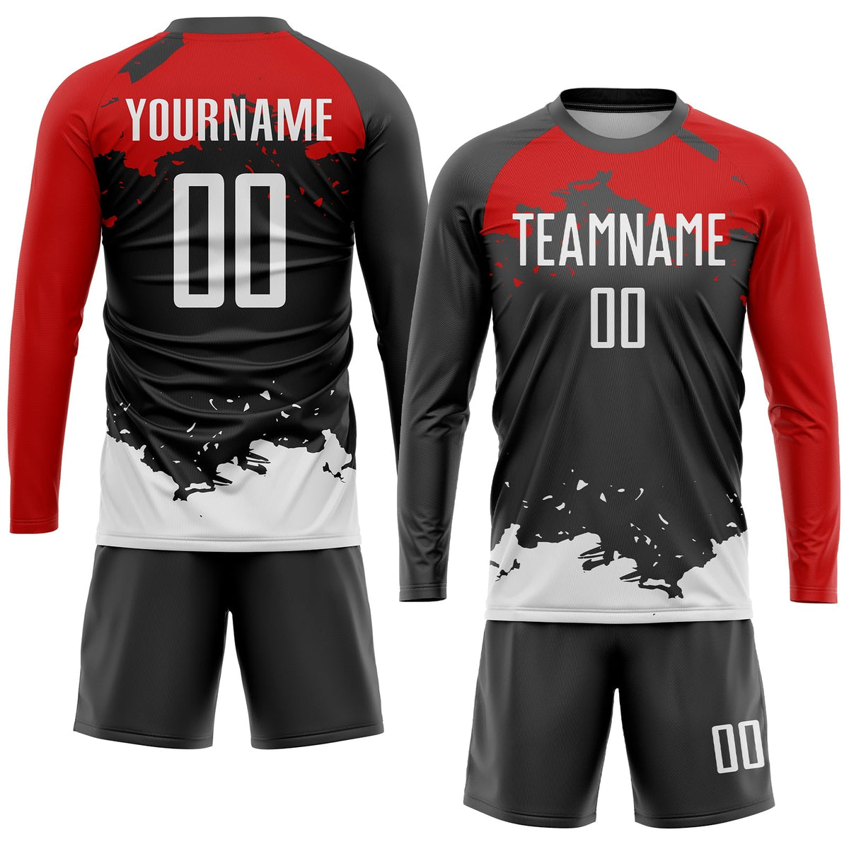 Custom Soccer Jersey - Black White-Red Sublimation Uniform