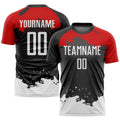 Custom Soccer Jersey - Black White-Red Sublimation Uniform