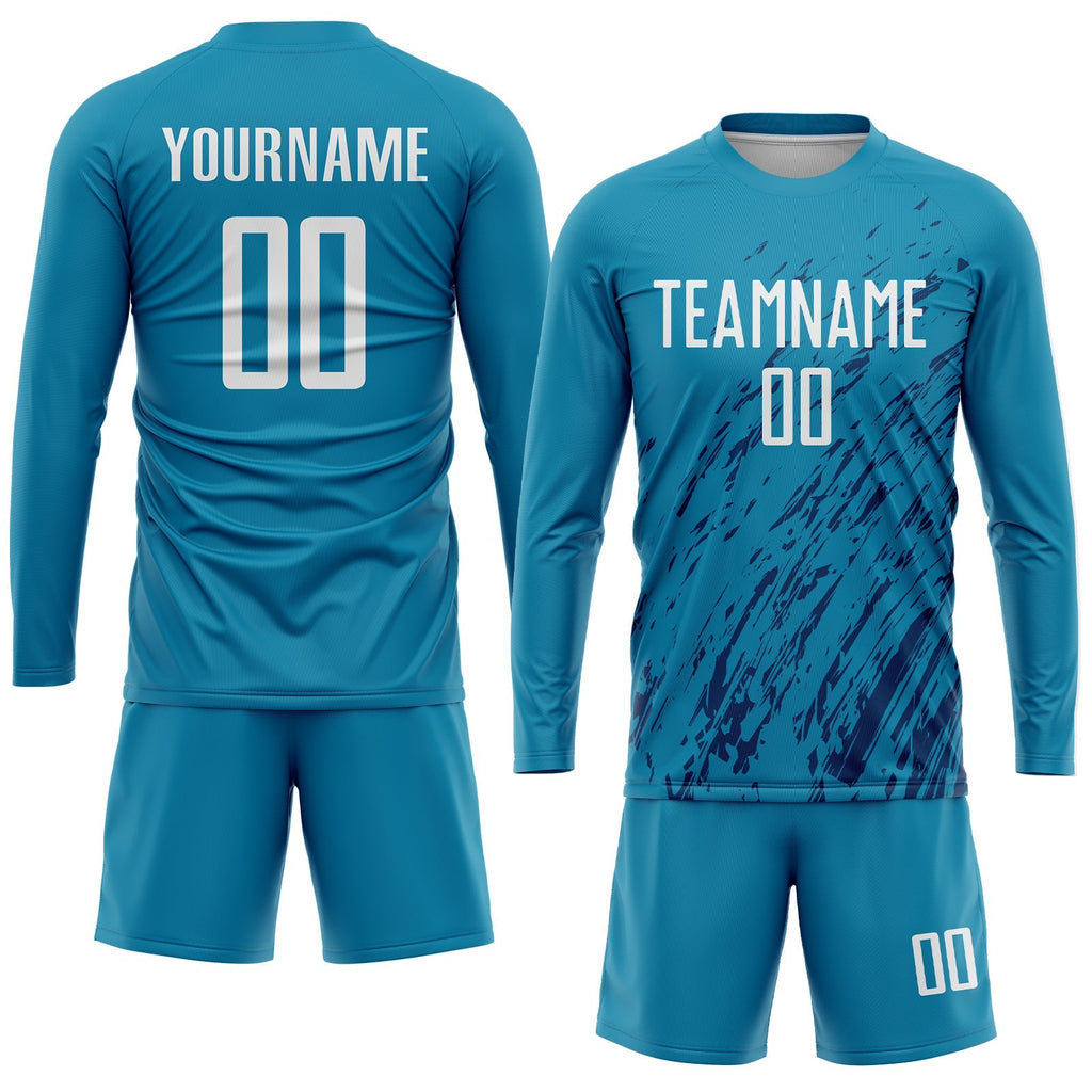 Custom Soccer Jersey - Panther Blue White-Black Sublimation Uniform