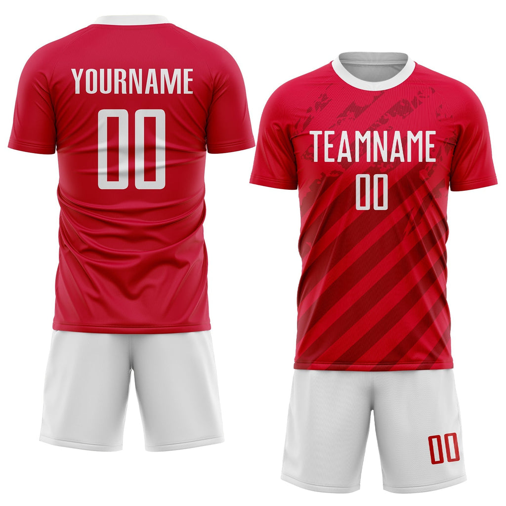 Custom Soccer Jersey - Red White Sublimation Uniform - Style Soccer0135