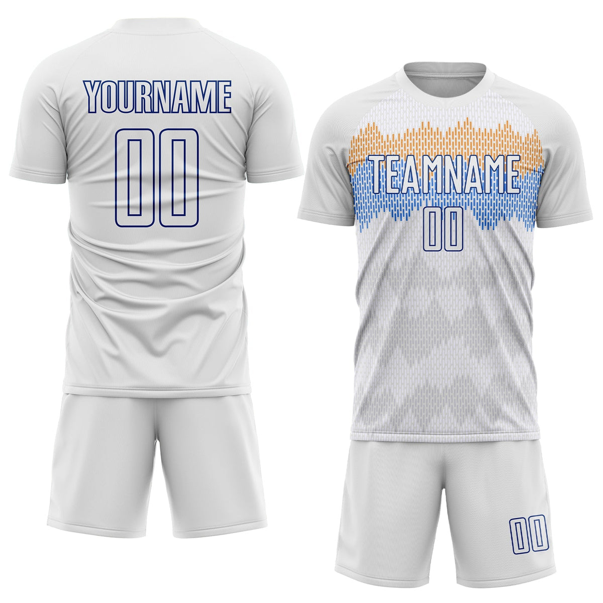 Custom Soccer Jersey - White Royal Sublimation Uniform - Style Soccer0136