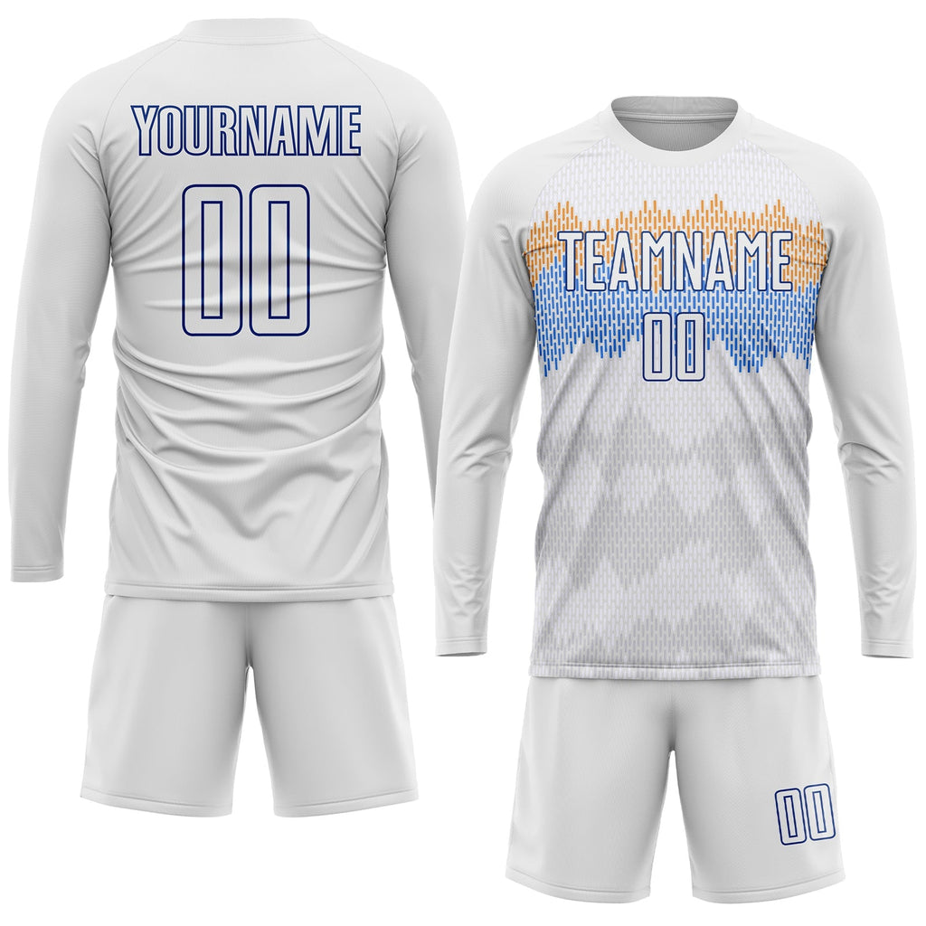 Custom Soccer Jersey - White Royal Sublimation Uniform - Style Soccer0136