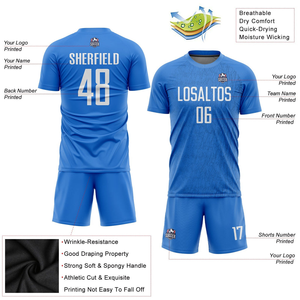 Custom Soccer Jersey - Light Blue White Sublimation Uniform - Style Soccer0137