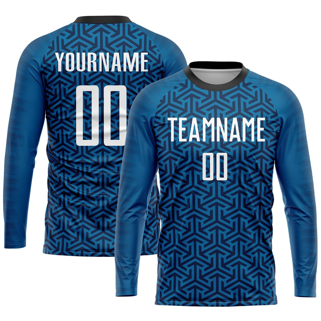 Custom Soccer Jersey - Blue White-Black Sublimation Uniform