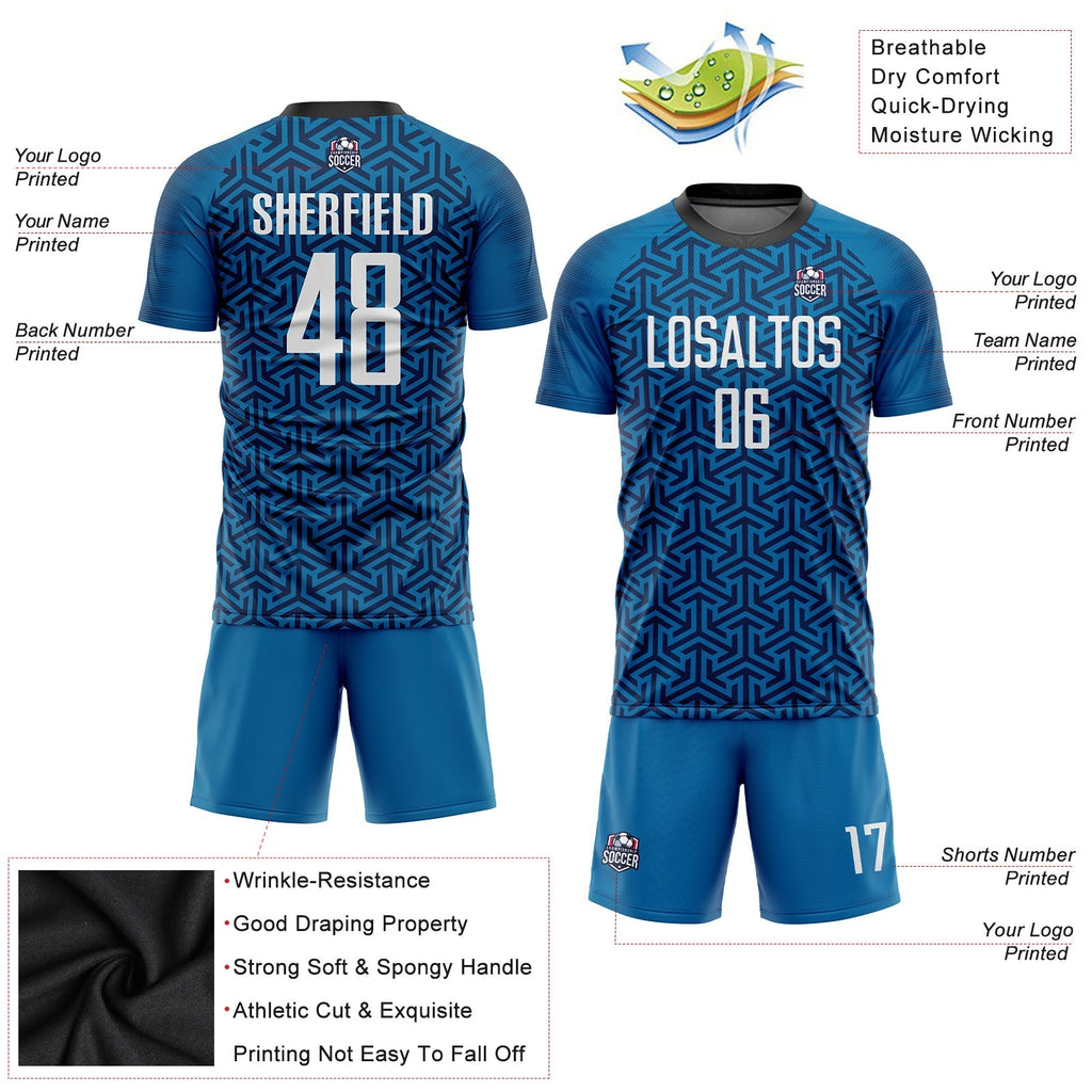 Custom Soccer Jersey - Blue White-Black Sublimation Uniform