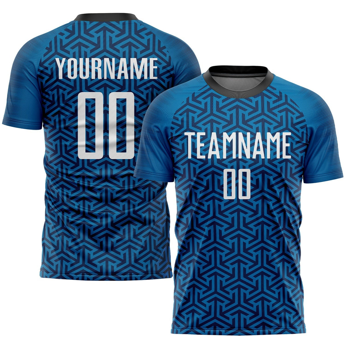 Custom Soccer Jersey - Blue White-Black Sublimation Uniform