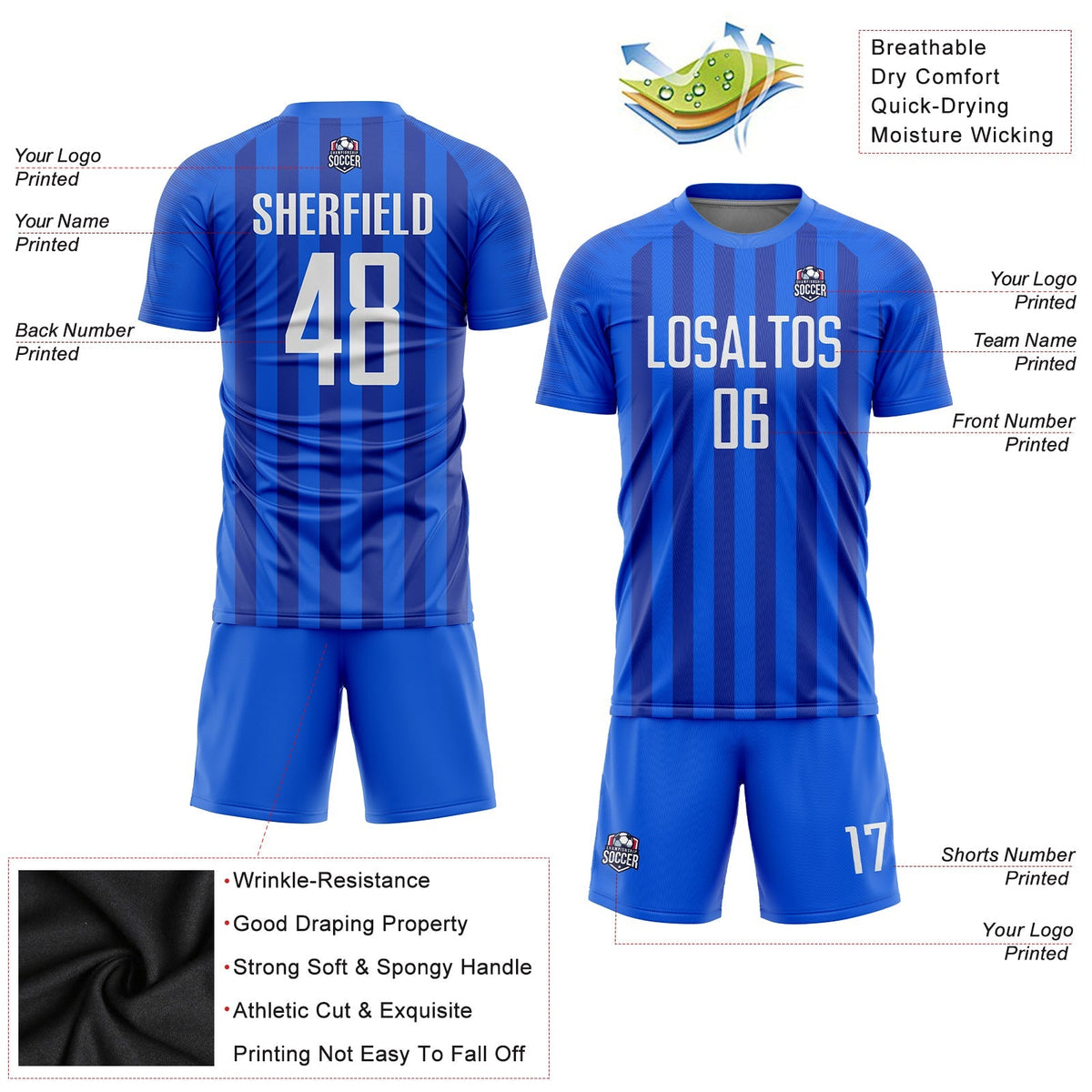 Custom Soccer Jersey - Royal White Sublimation Uniform - Style Soccer0148