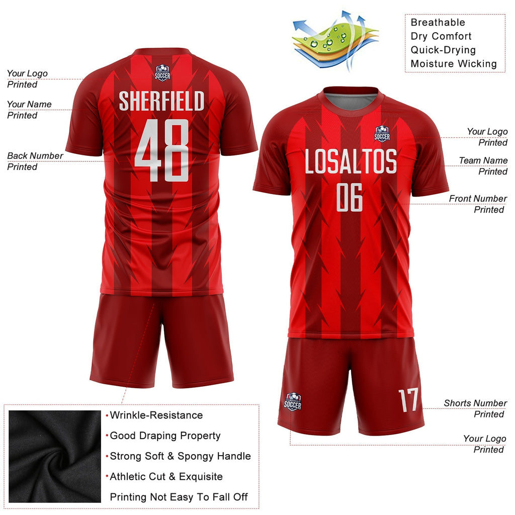 Custom Soccer Jersey - Red White Sublimation Uniform - Style Soccer0149