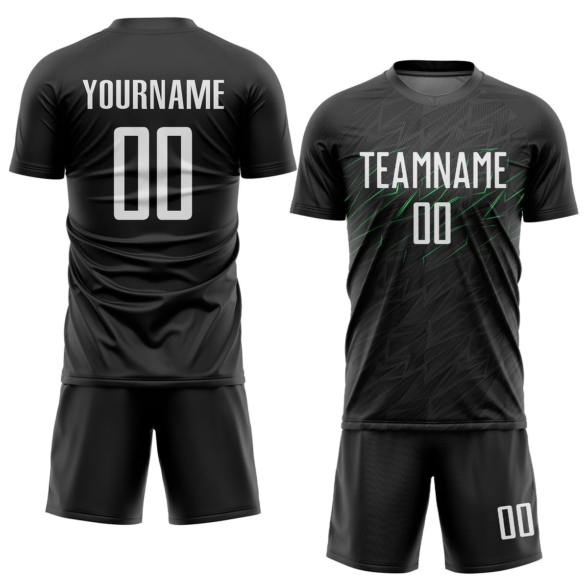 Custom Soccer Jersey - Black White-Neon Green Sublimation Uniform