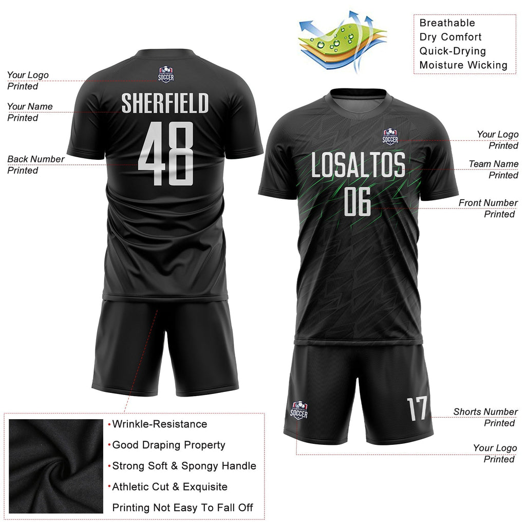 Custom Soccer Jersey - Black White-Neon Green Sublimation Uniform
