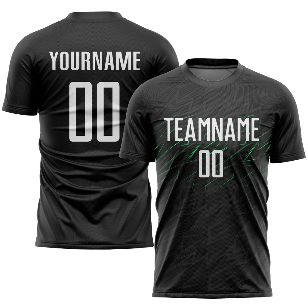 Custom Soccer Jersey - Black White-Neon Green Sublimation Uniform