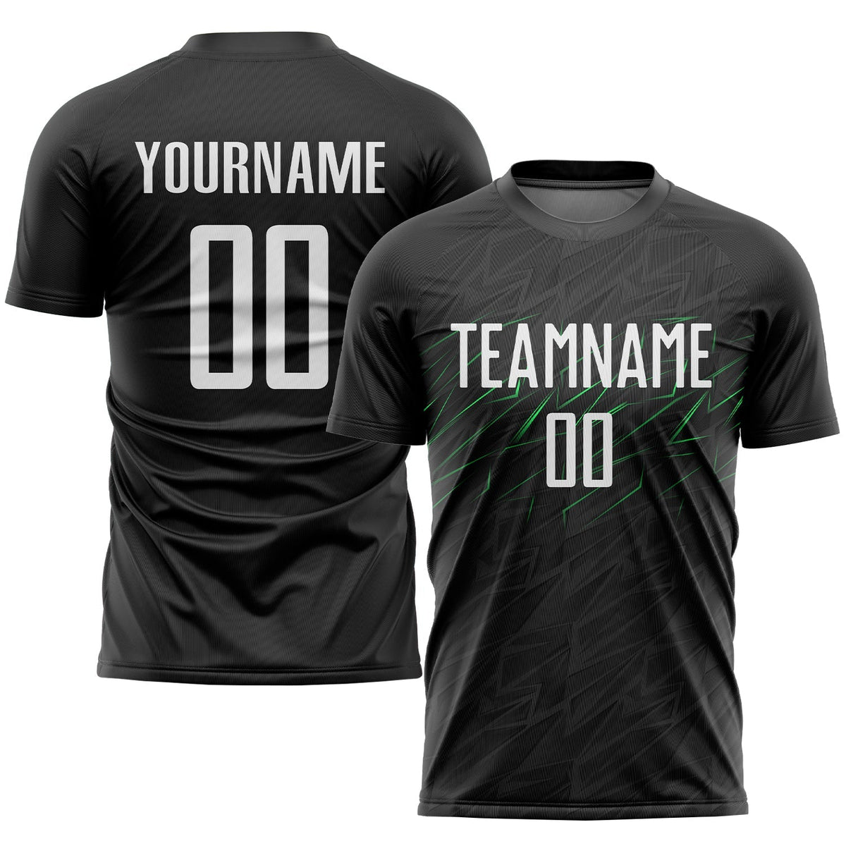 Custom Soccer Jersey - Black White-Neon Green Sublimation Uniform
