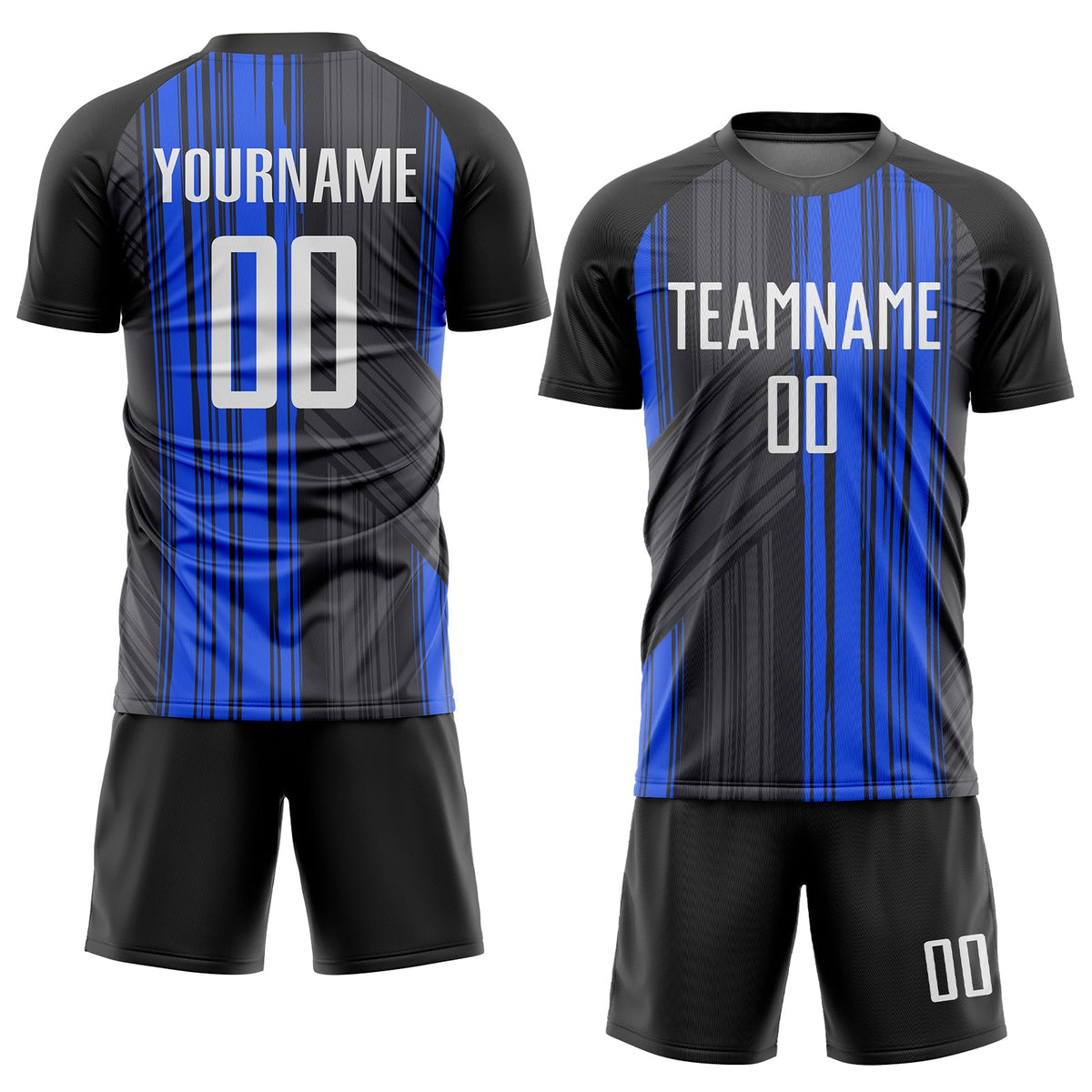 Custom Soccer Jersey - Black White-Royal Sublimation Uniform - Style Soccer0157