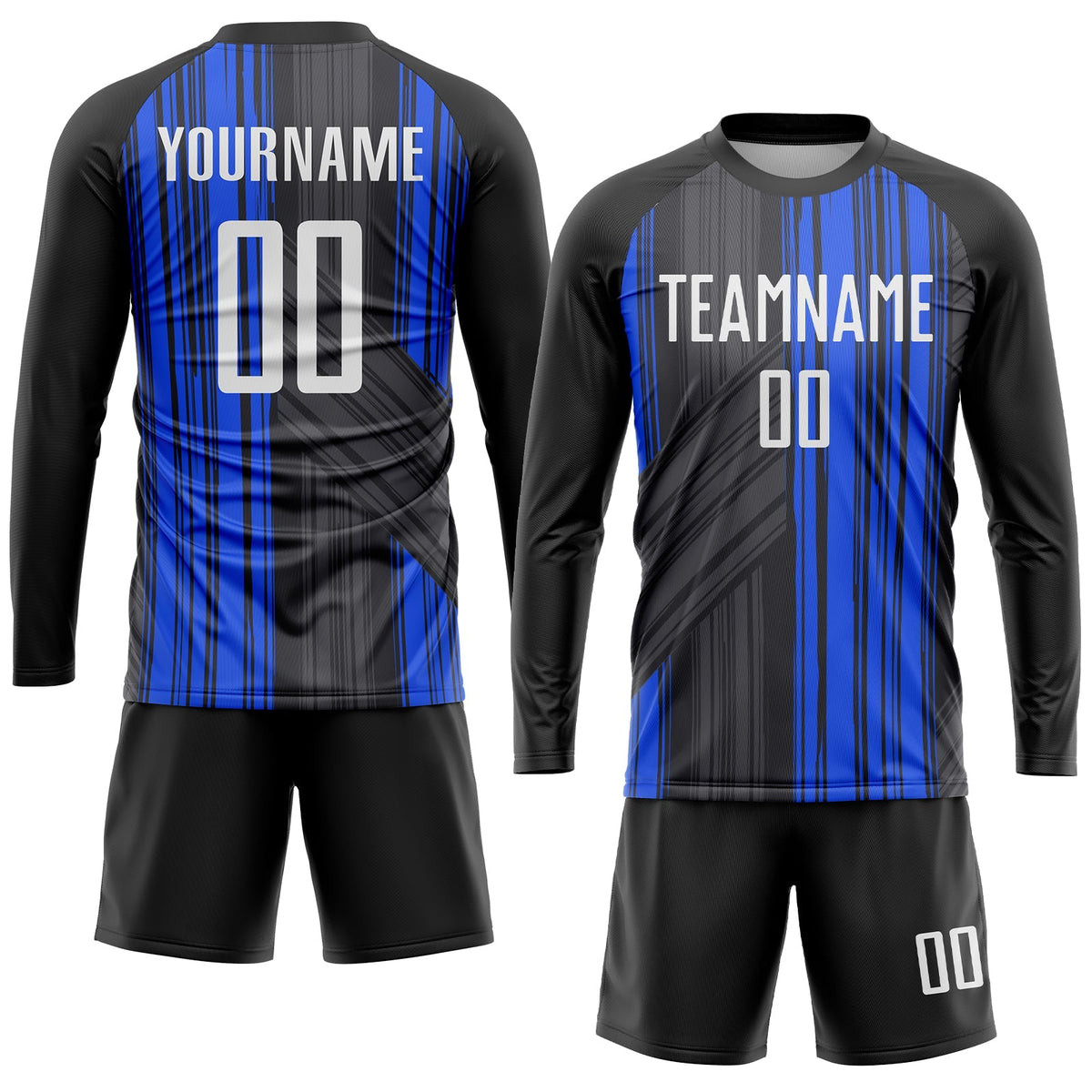 Custom Soccer Jersey - Black White-Royal Sublimation Uniform - Style Soccer0157