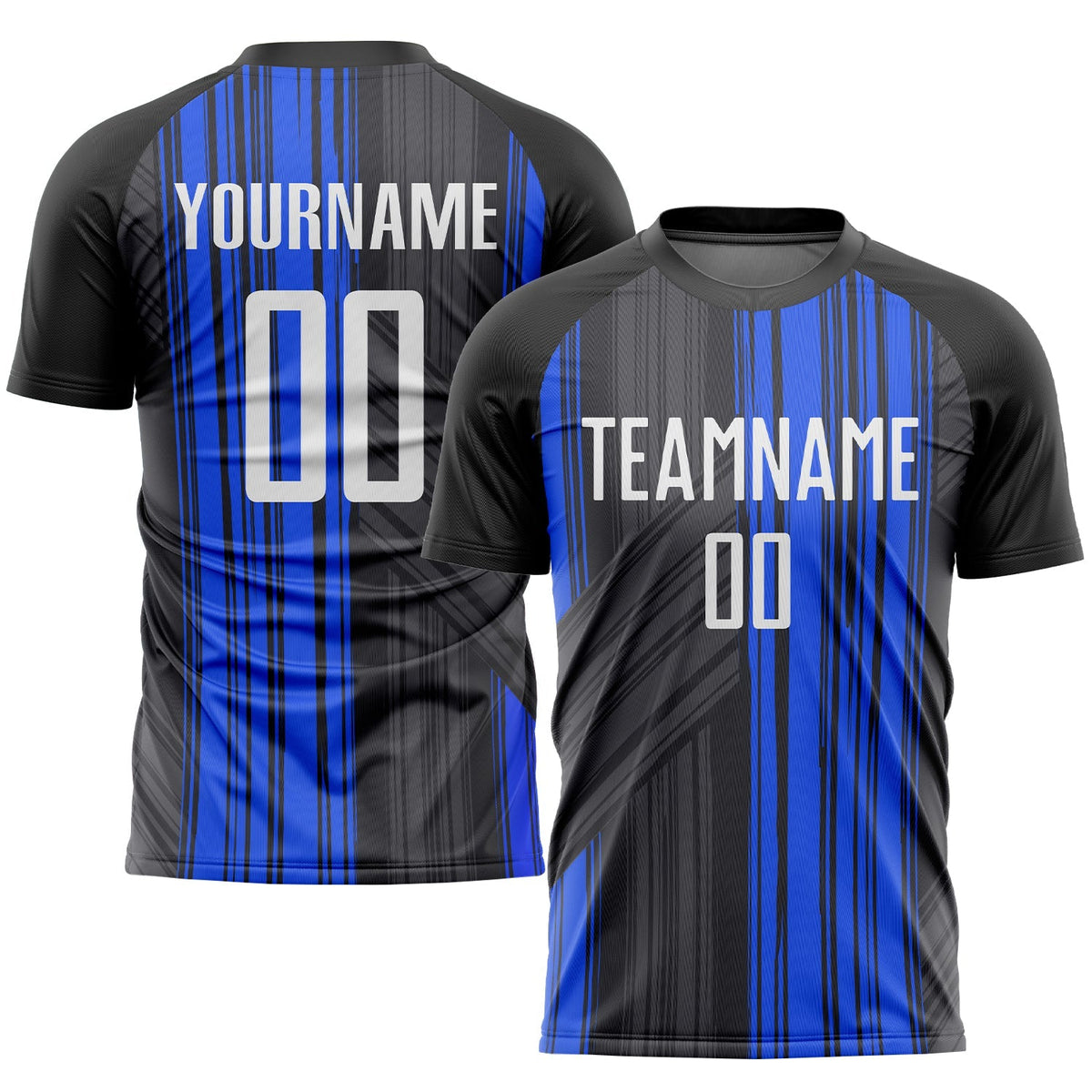 Custom Soccer Jersey - Black White-Royal Sublimation Uniform - Style Soccer0157